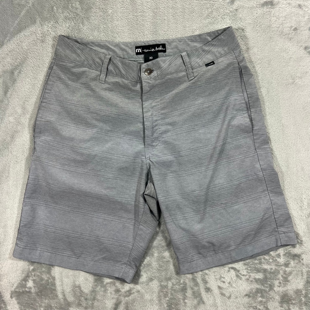 TravisMathew Hybrid Shorts Men 30 Grey Stretch Golf Casual Heathered Preppy Gym
